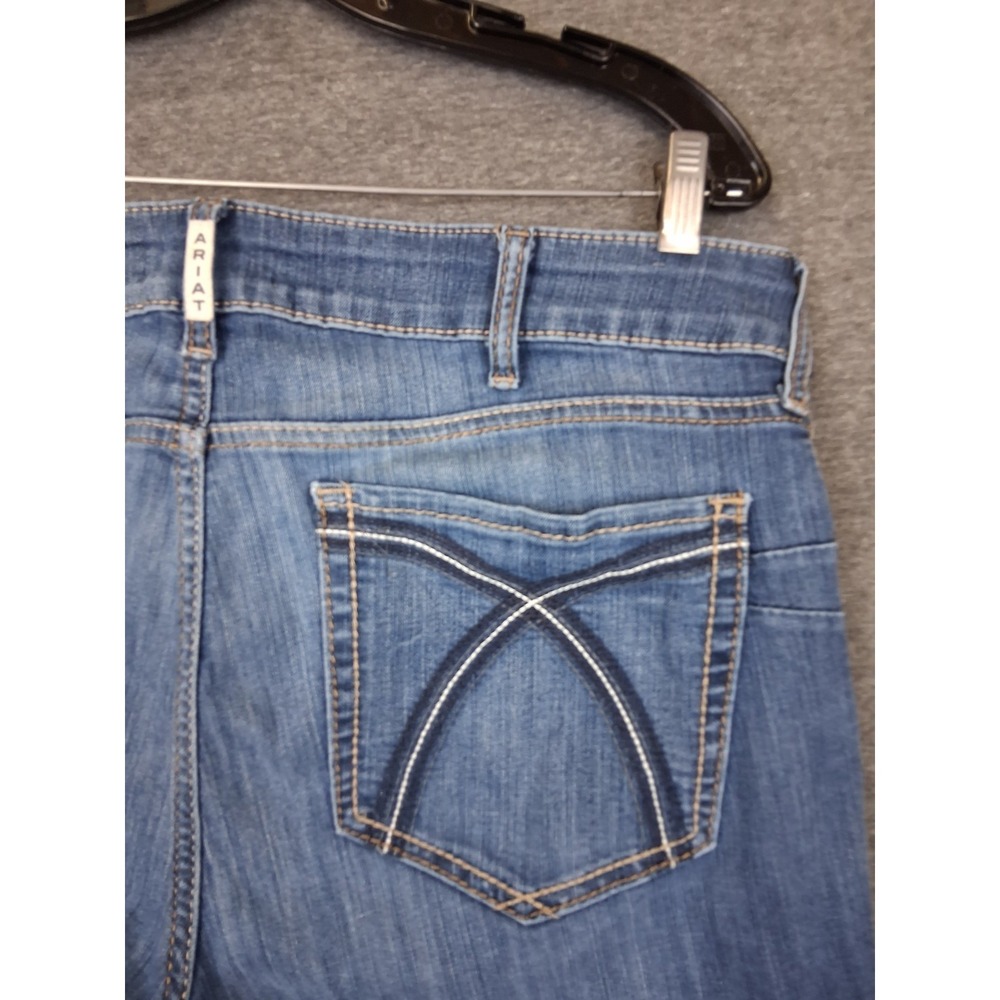 Ariat Womens Jeans 33R Blue Denim Rosa Perfect Boot Cut Thick Stitch Western - Picture 8 of 11